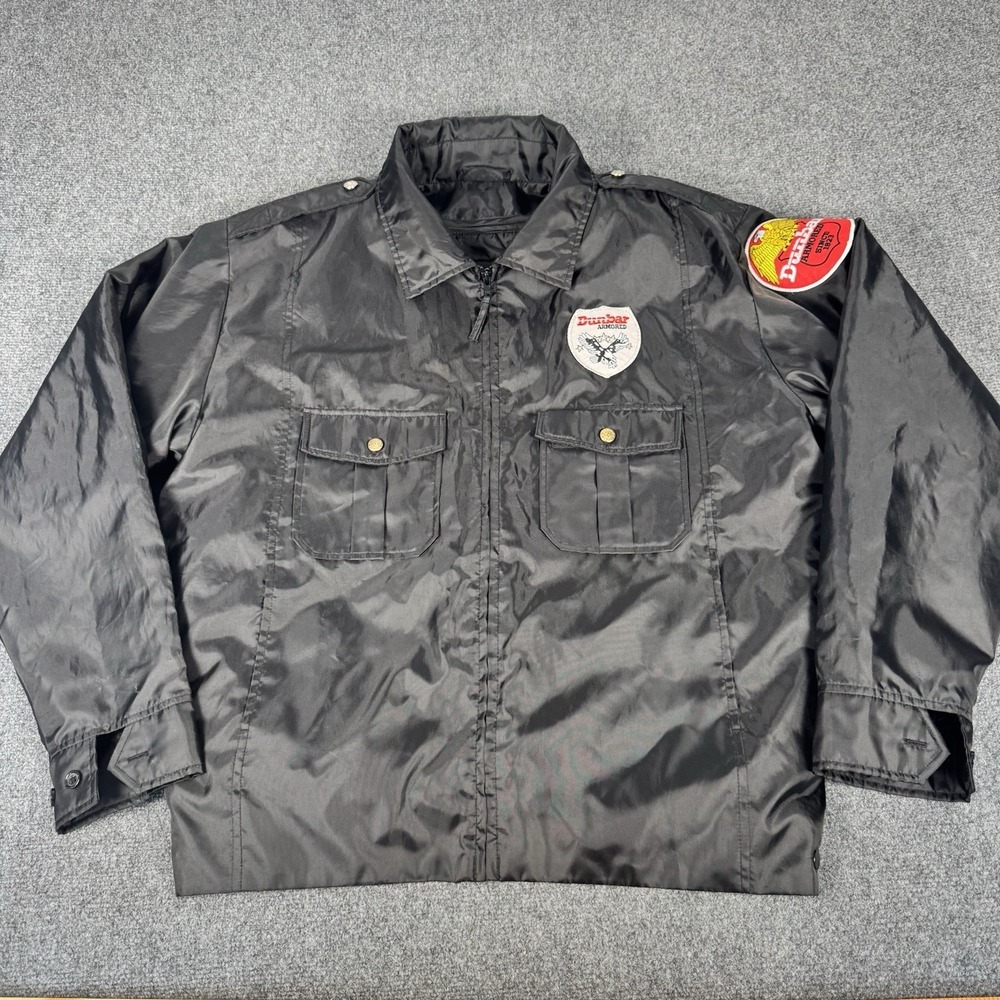 Vintage Dunbar Armored Security Nylon Quilted Jacket Law Pro Large